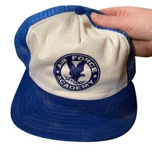 Vintage Air Force Academy White Cap Hat Mesh SnapBack 90s 80s